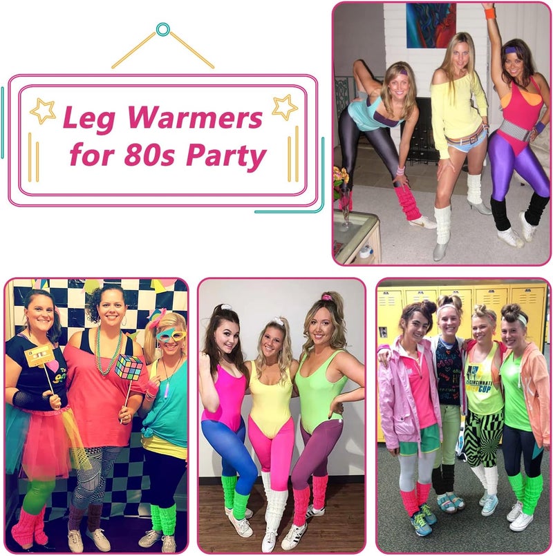 Junely Leg Warmers for Women 80s Cable Knit Leg Warmer for Ballet Dance Figure Skating Yoga Party Junior Neon Long Socks - Image 2